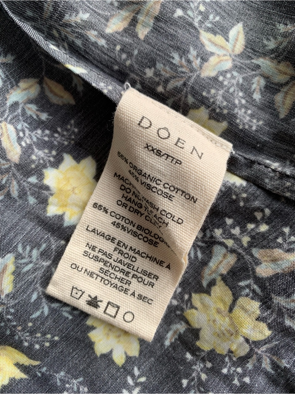 Doen Charleston Cotton V Neck Long Sleeve Maxi Dress Noir Winding Blossoms Black - Picture 11 of 12
